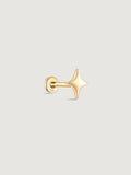 14K Solid Gold Minimalist Star Flat Back Earrings