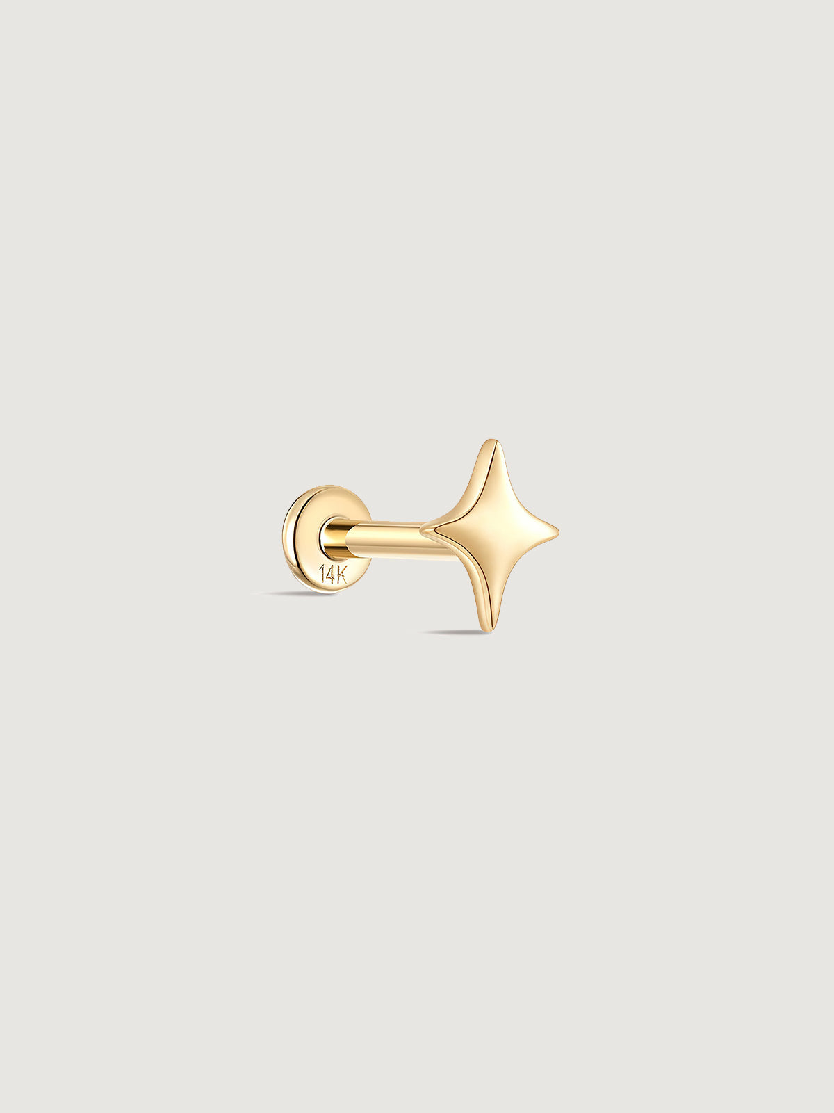 14K Solid Gold Minimalist Star Flat Back Earrings