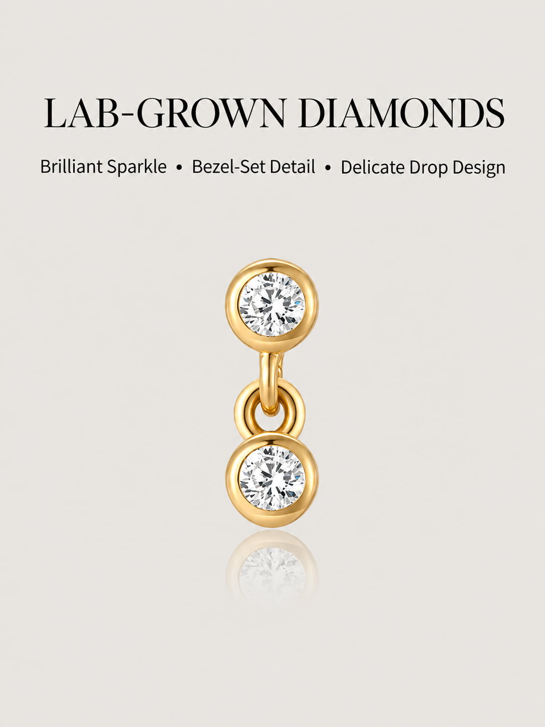 14K Gold Lab-Grown Diamond Double Drop Flat Back Stud