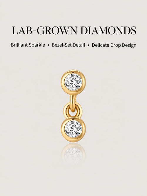 14K Gold Lab-Grown Diamond Double Drop Flat Back Stud