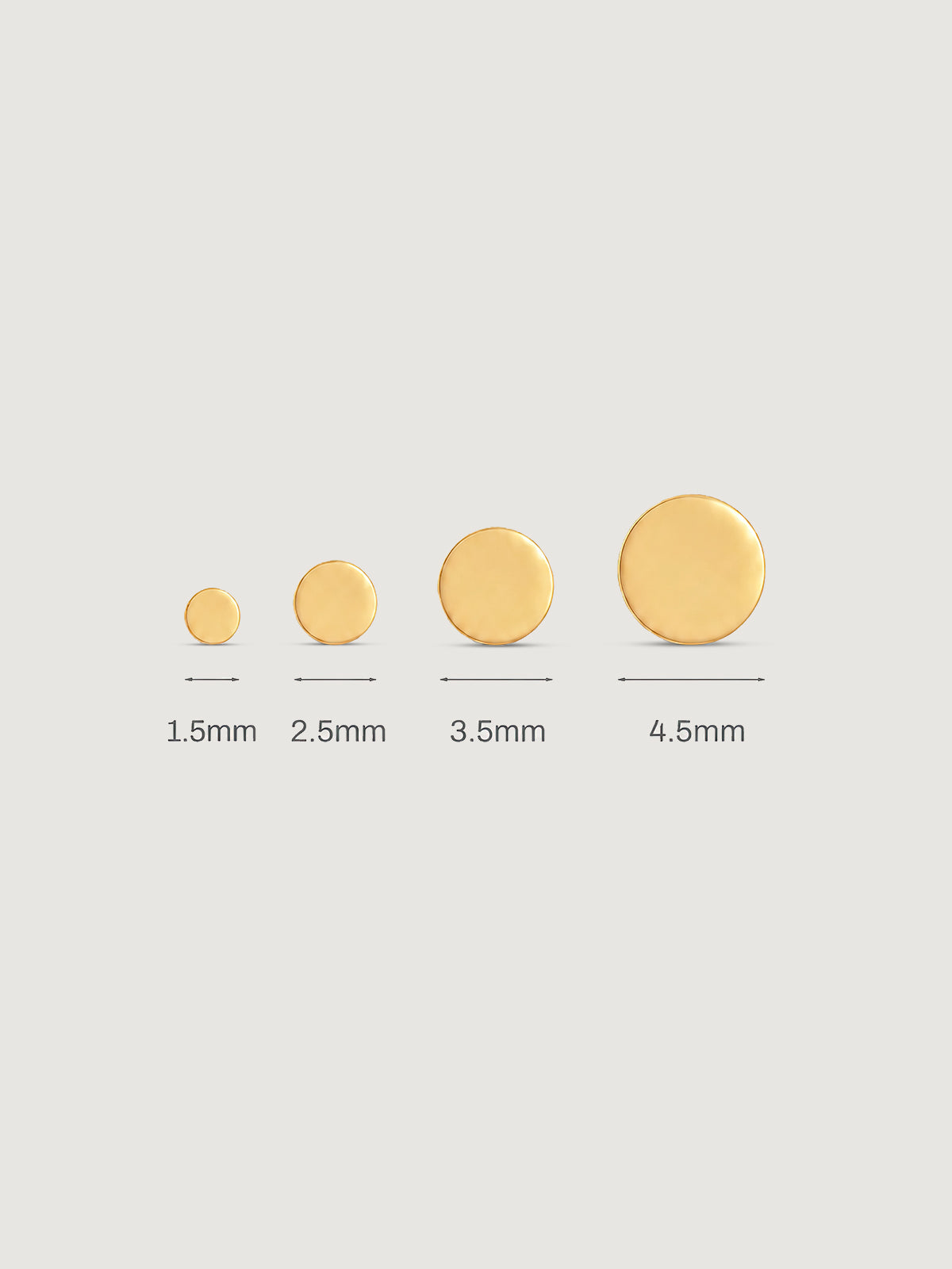 14K Solid Gold Minimalist Disc Flat Back Earrings