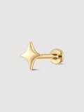 14K Solid Gold Minimalist Star Flat Back Stud