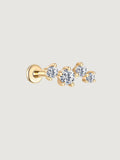 14K Gold Lab-Grown Diamond Graduated Curve Flat Back Stud