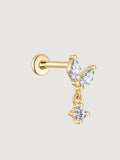 14K Gold Lab-Grown Diamond Marquise Leaf Flat Back Stud