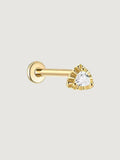 14K Gold Triangle CZ Flat Back Stud