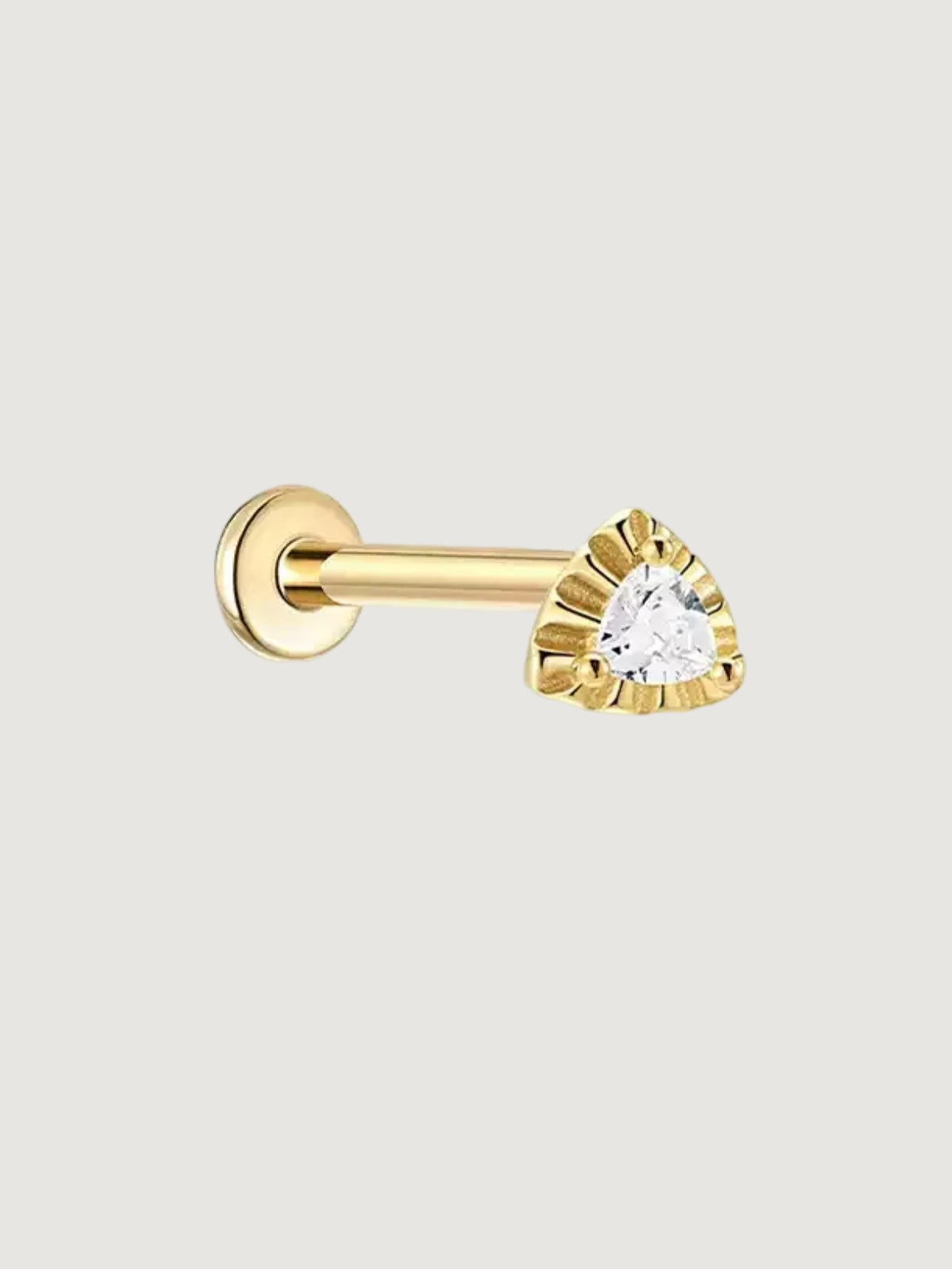 14K Gold Triangle CZ Flat Back Stud