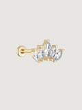 14K Solid Gold Lab-Grown Diamond Marquise Fan Flat Back Stud