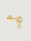 14K Solid Gold Delicate Sunflower Flat Back Earring