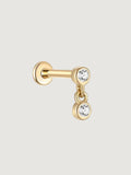 14K Gold Lab-Grown Diamond Double Drop Flat Back Stud