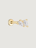 14K Solid Gold Lab-Grown Diamond Double Pear Flat Back Stud