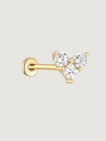 14K Gold Lab-Grown Diamond Three-Stone Flat Back Stud