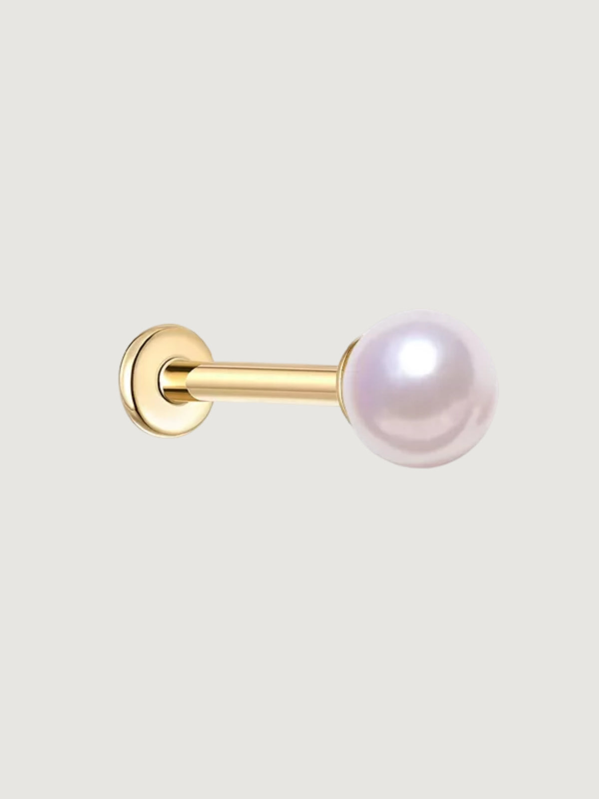 14K Gold Pink Saltwater Pearl Flat Back Stud