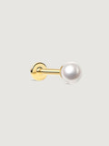 14K Solid Gold Minimalist Pearl Flat Back Stud