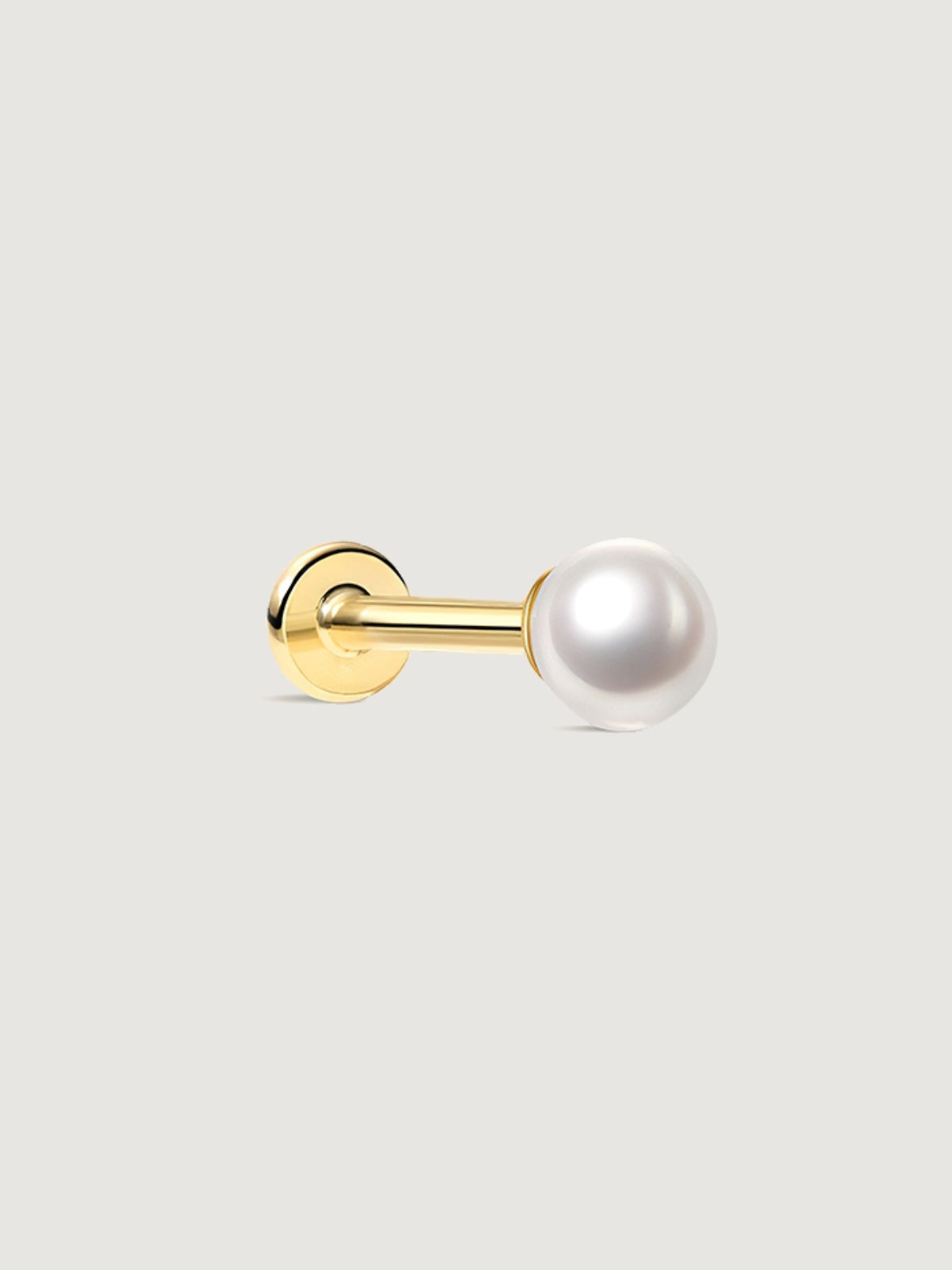 14K Solid Gold Minimalist Pearl Flat Back Stud