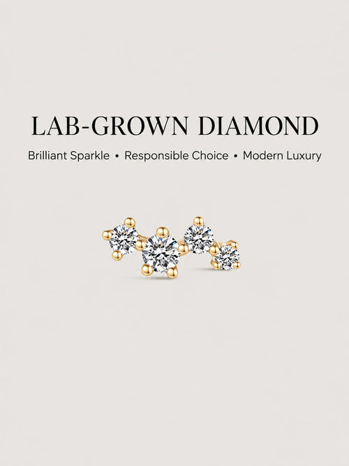 14K Gold Lab-Grown Diamond Graduated Curve Flat Back Stud
