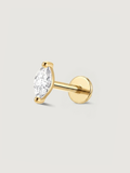 14K Solid Gold Marquise Lab Diamond Flat Back Earrings