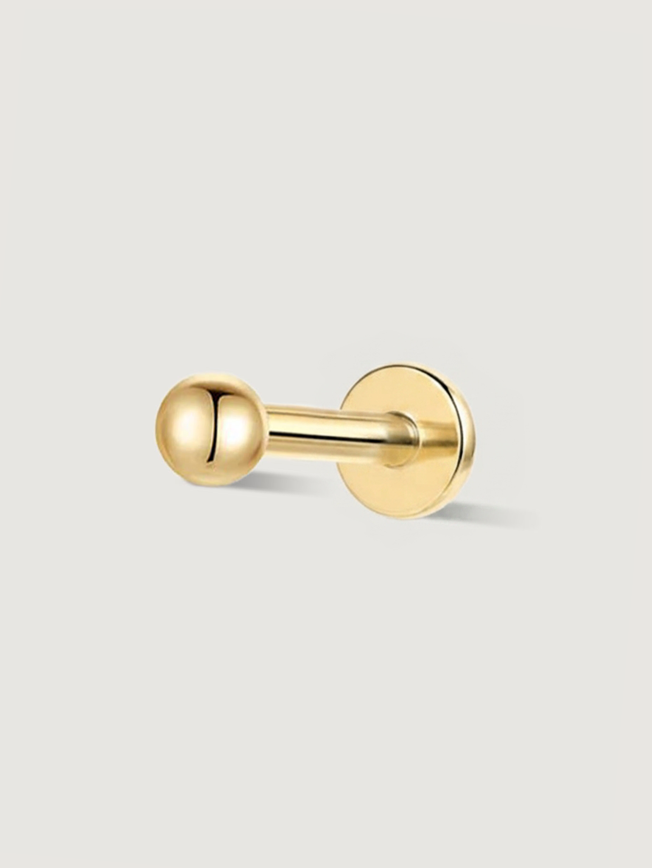 14K Solid Gold Round Ball Flat Back Earrings