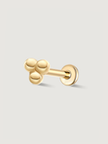 14K Solid Gold Triple Ball Flat Back Earrings