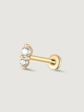 14K Solid Gold Minimalist Spliced Flat Back Earrings