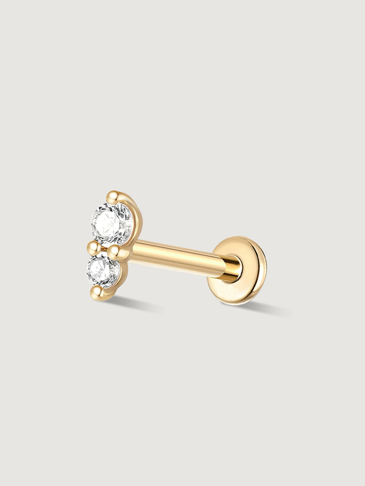 14K Solid Gold Minimalist Spliced Flat Back Earrings