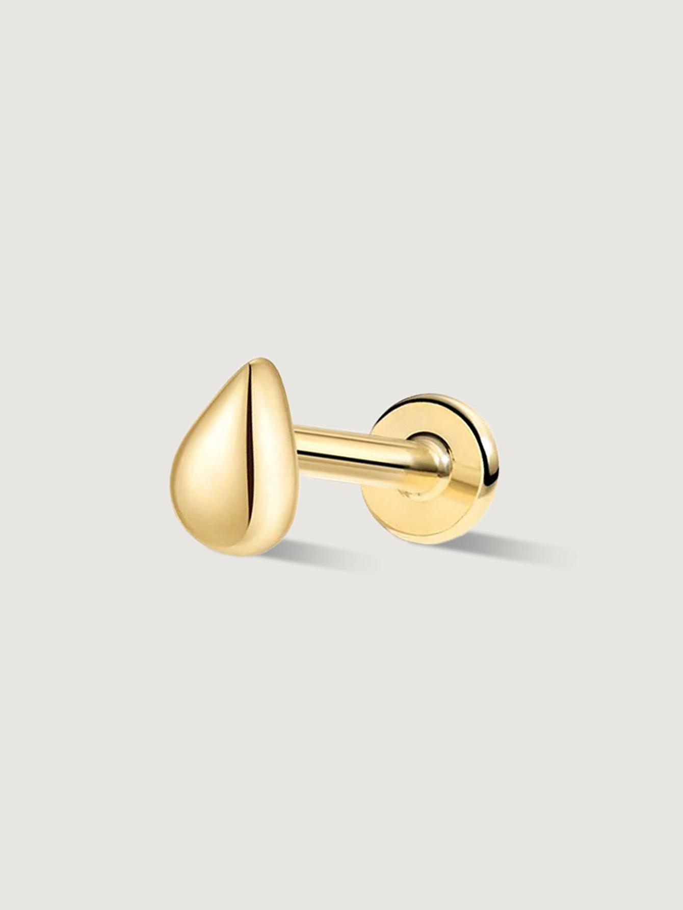14K Solid Gold Minimalist Teardrop Flat Back Earrings