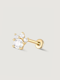 14K Solid Gold Tiny Cat Paw Flat Back Cartilage Earrings