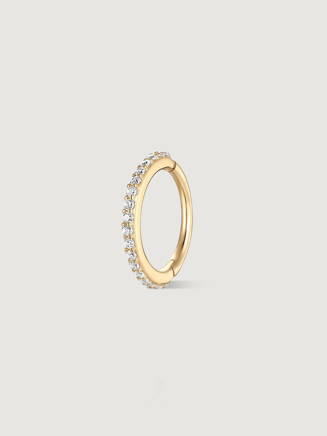 14K Solid Gold Elegant Pave Hoop Earrings