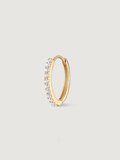 14K Solid Gold Classic Crystal Pave Hoop Earrings