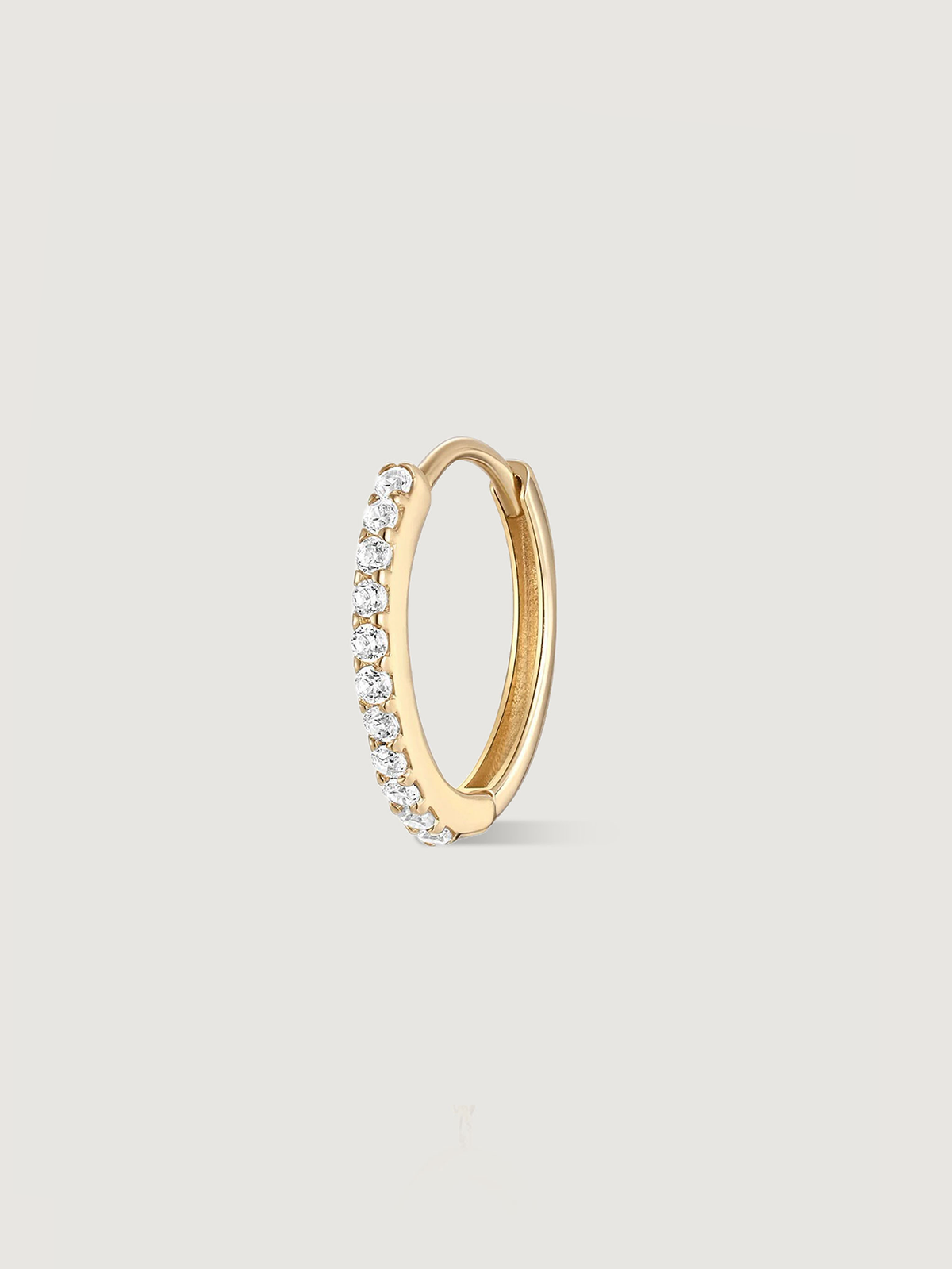 14K Solid Gold Classic Crystal Pave Hoop Earrings
