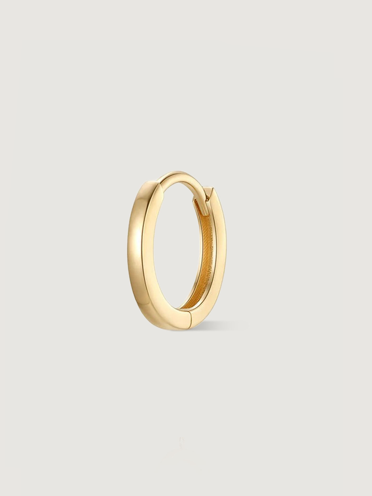 14K Solid Gold Minimalist Glossy Hoop Earrings