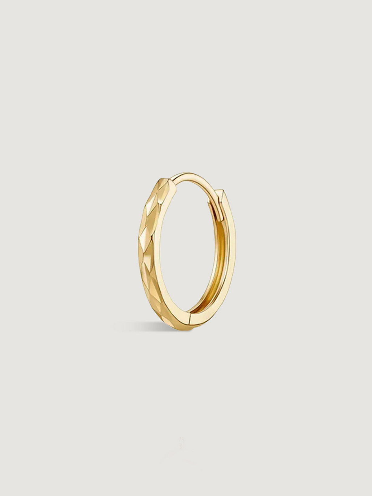 14K Solid Gold Minimalist Faceted Hoop Earrings