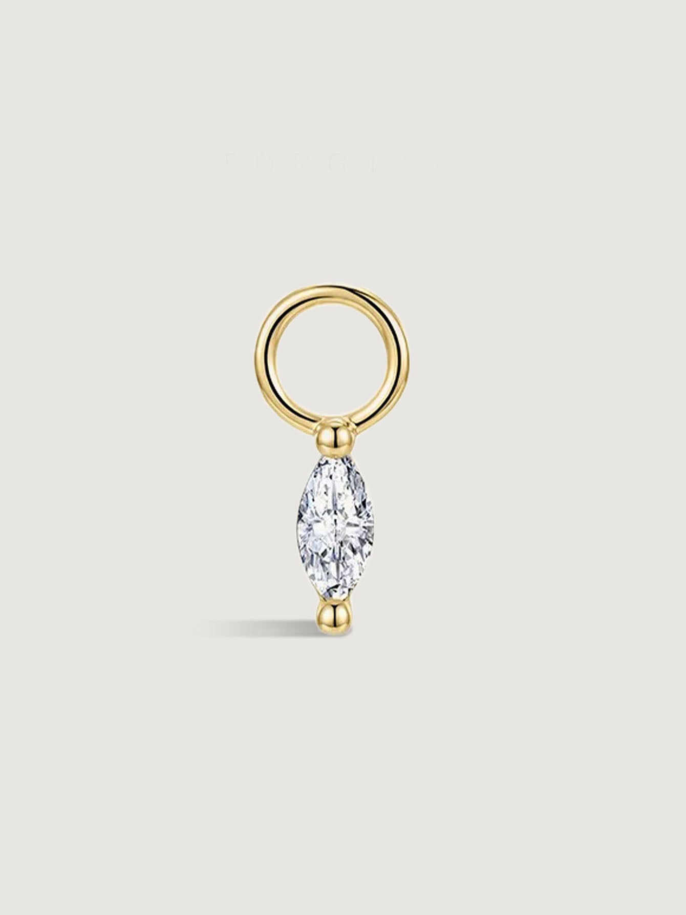 14K Solid Gold Marquise Diamond Drop Hoop Earrings