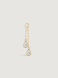 14K Solid Gold Pear Diamond Tassel Hoop Earrings