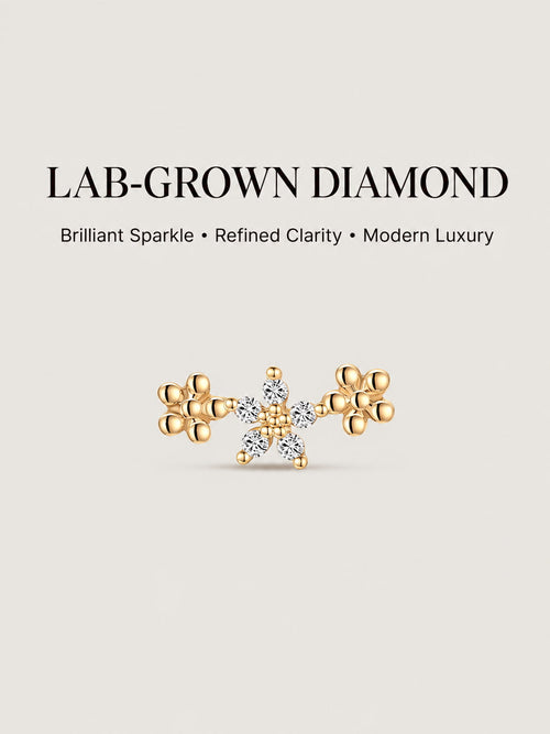 14K Gold Lab-Grown Diamond Floral Cluster Flat Back Stud
