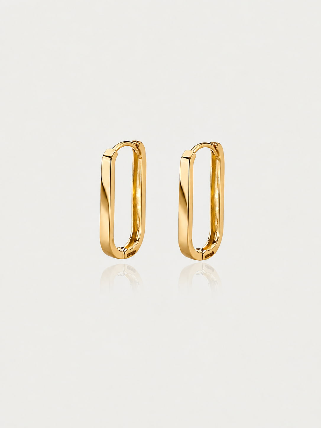 14K Solid Gold Minimalist Oval Hoop Earring