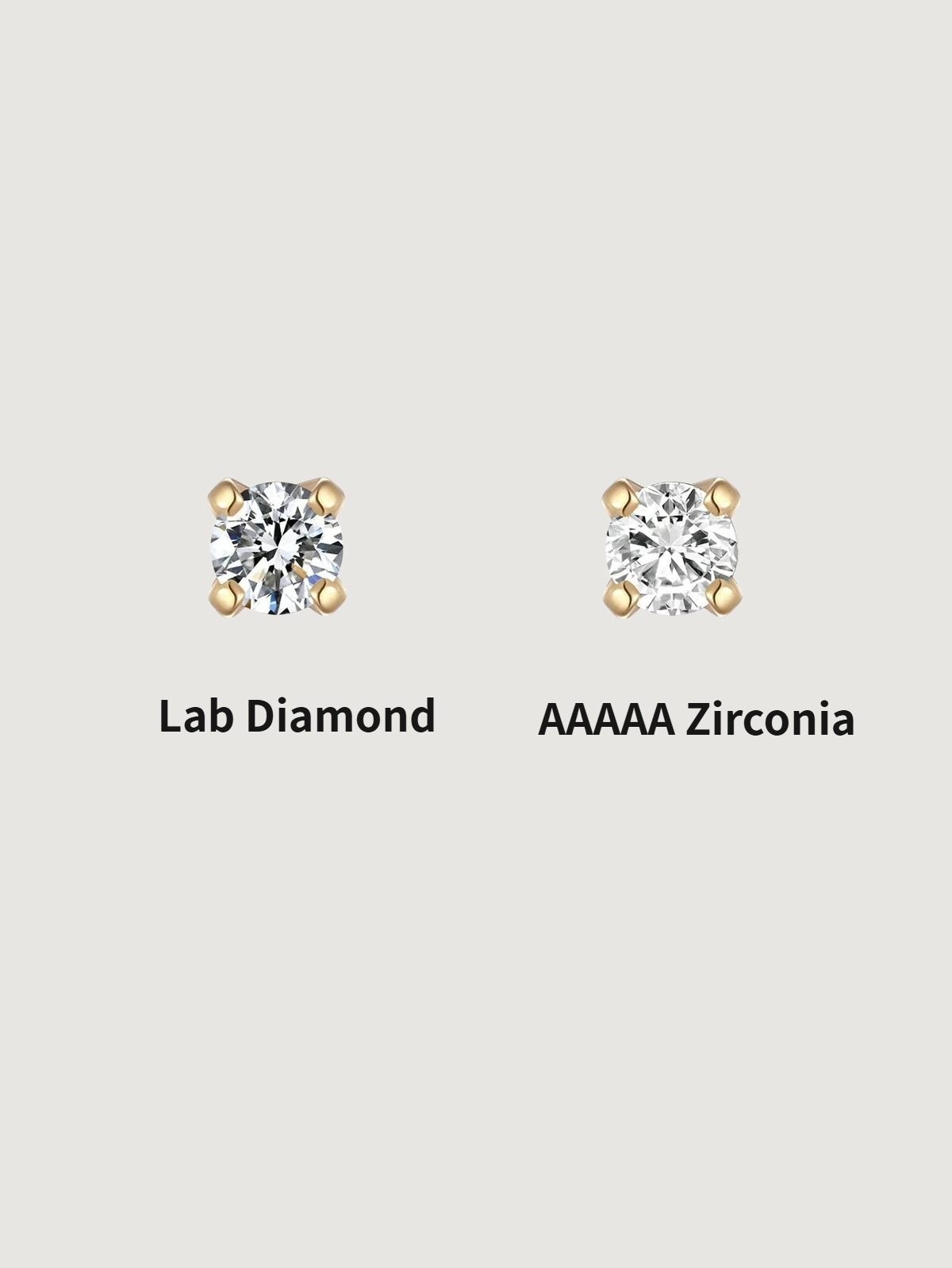 14K Solid Gold Solitaire CZ Flat Back Earrings