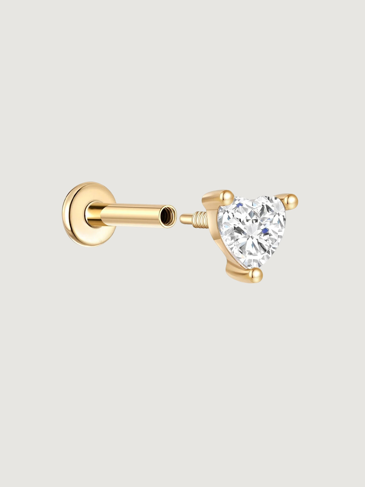 Heart-Cut Solitaire Flat Back Stud
