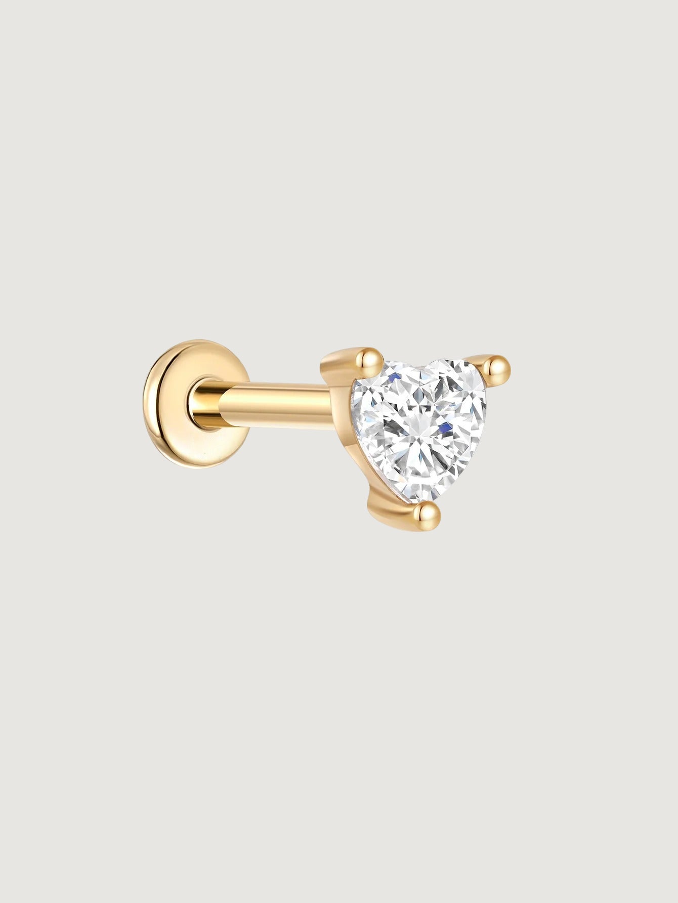 Heart-Cut Solitaire Flat Back Stud