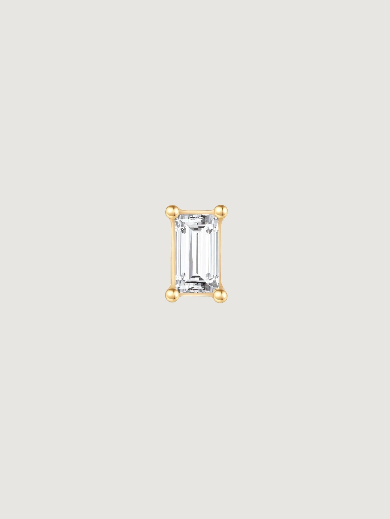 14K Solid Gold Baguette Flat Back Earrings