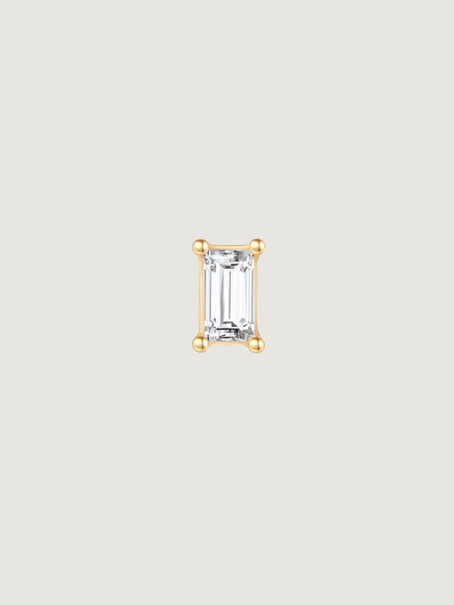 14K Solid Gold Baguette Flat Back Earrings