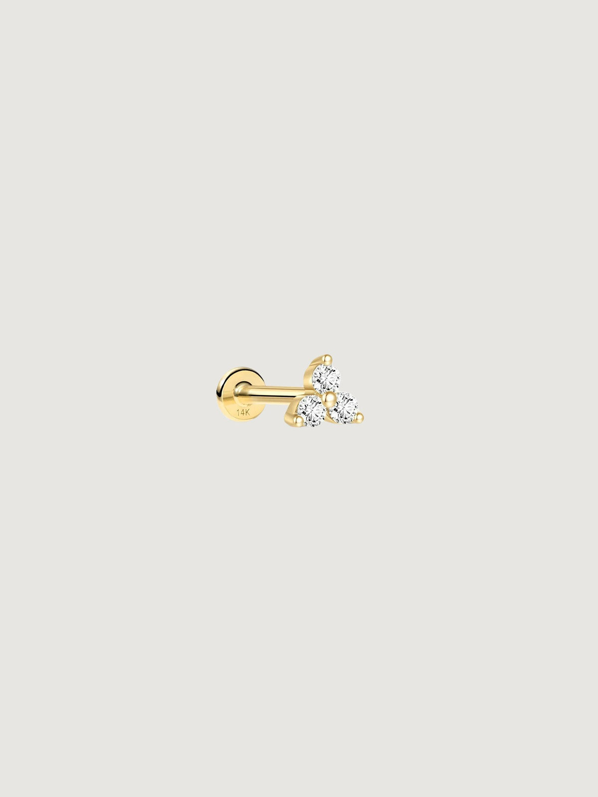 14K Solid Gold Trinity Flat Back Earrings