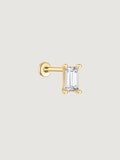 14K Solid Gold Baguette Flat Back Earrings