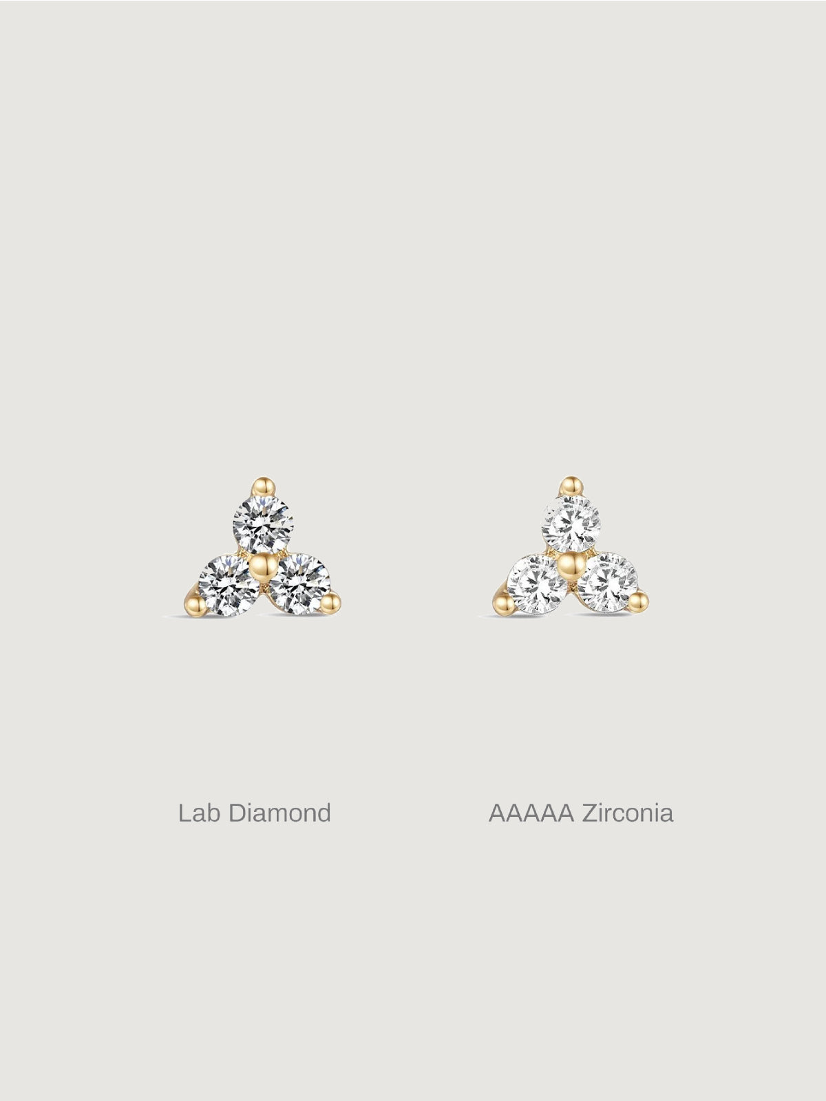 14K Solid Gold Trinity Flat Back Earrings