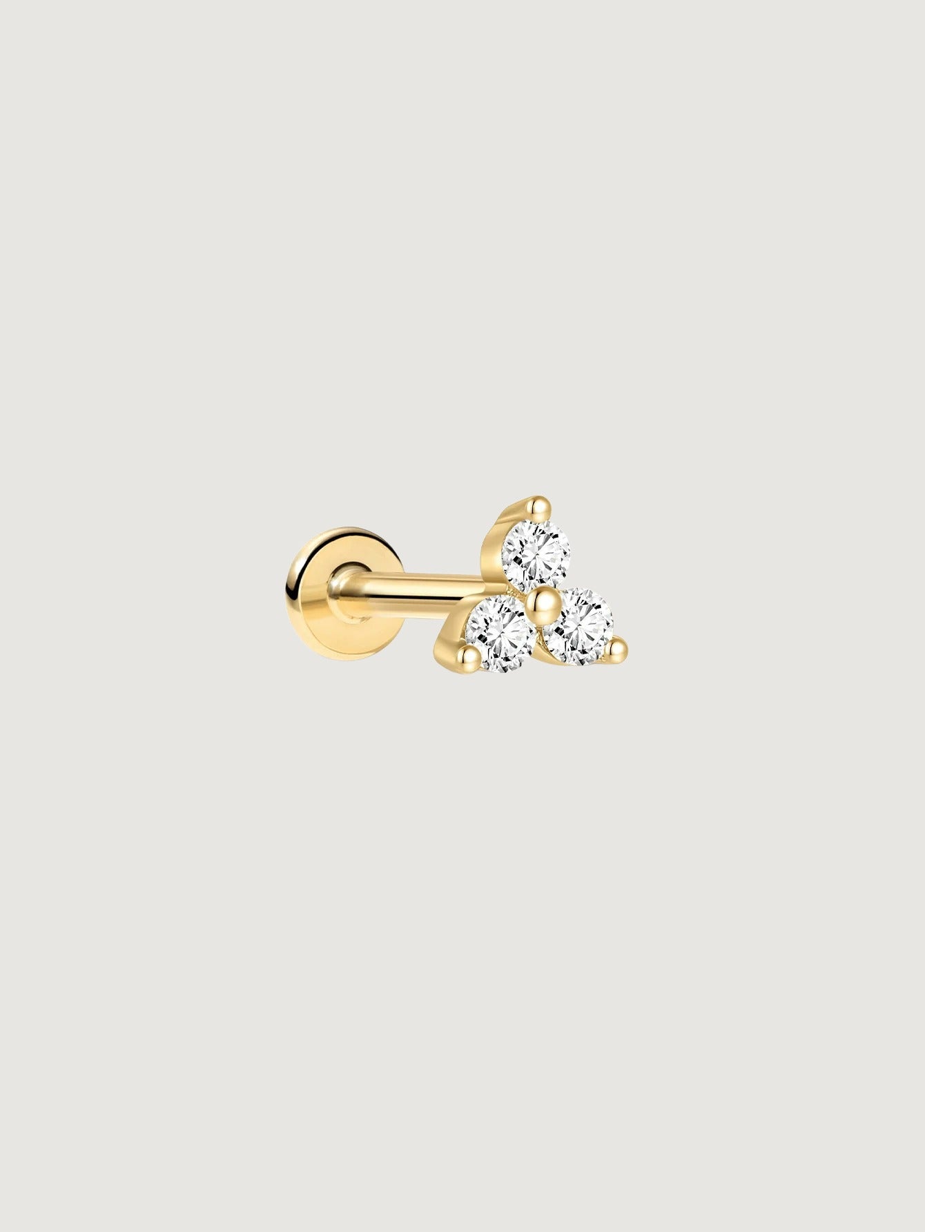 14K Solid Gold Trinity Flat Back Earrings