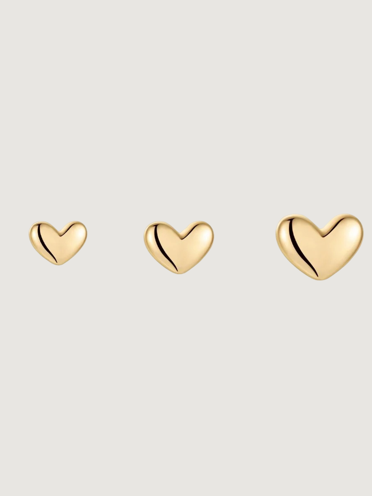 14K Solid Gold Minimalist Heart Flat Back Earring